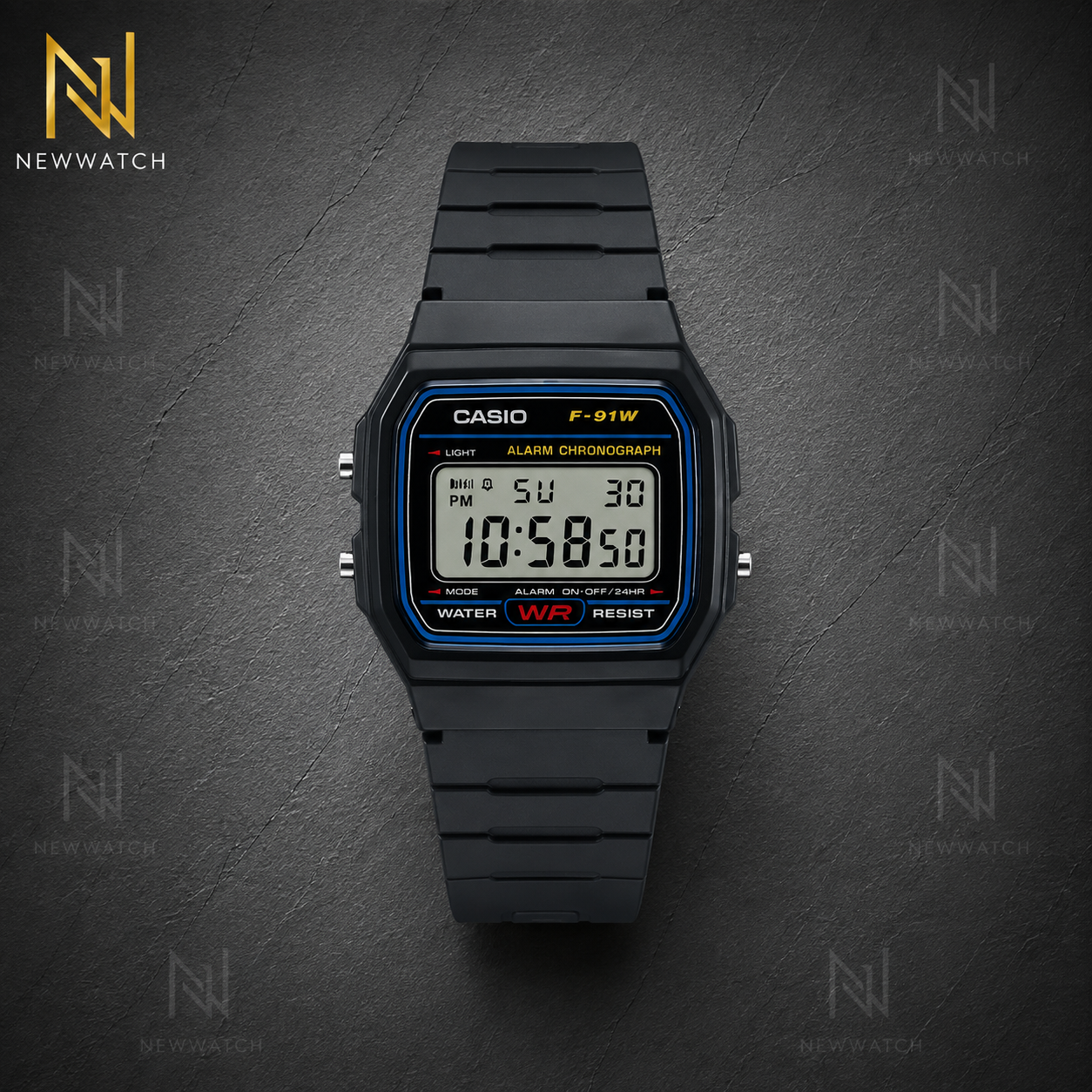 ساعت کاسیو F-91W-1 دیجیتال مشکی با بند رزینی NEWWATCH