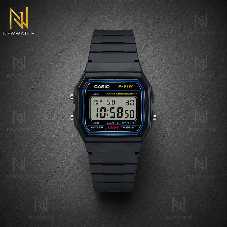 ساعت کاسیو F-91W-1 دیجیتال مشکی با بند رزینی NEWWATCH