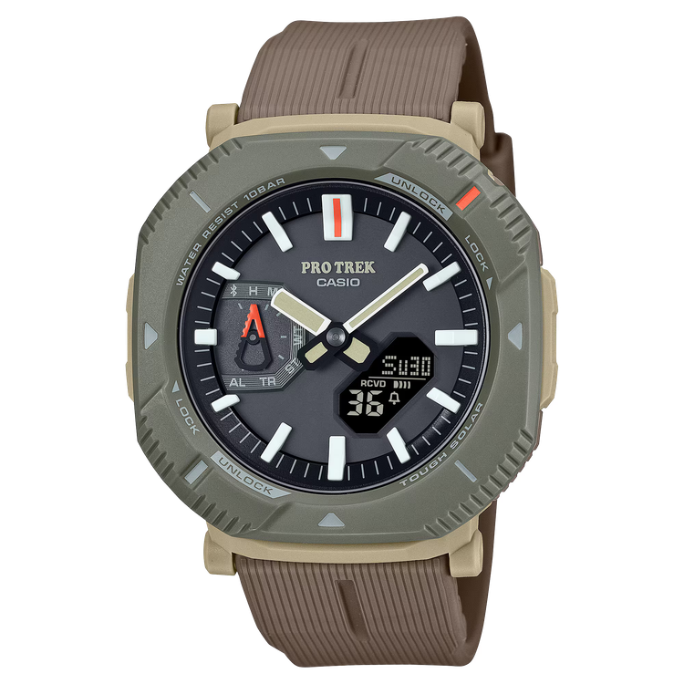 ساعت کاسیو PRO TREK PRJ-B001 با طراحی حرفهای Outdoor، شارژ خورشیدی Tough Solar، اتصال Bluetooth و مقاومت 100 متری؛ انتخابی مناسب برای طبیعتگردی، کوهنوردی و استفاده روزمره.