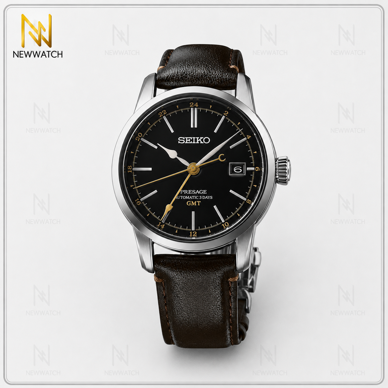 ساعت سیکو Presage SPB447J1 اتوماتیک GMT با صفحه Urushi مشکی