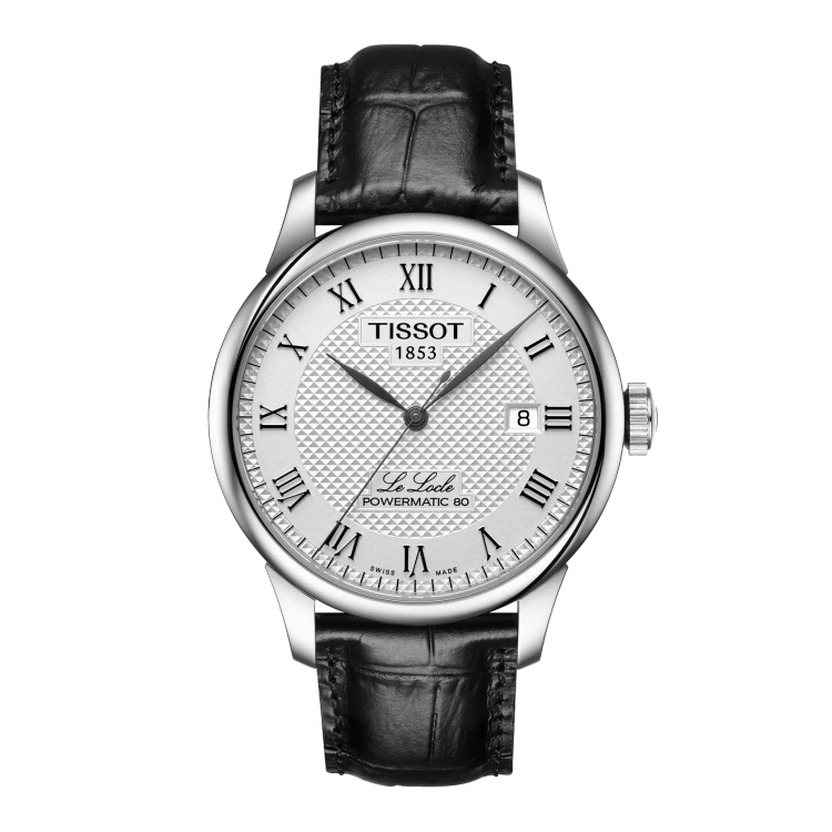 صفحه کلاسیک ساعت تیسوت Le Locle 39mm با اعداد رومی بند چرمی