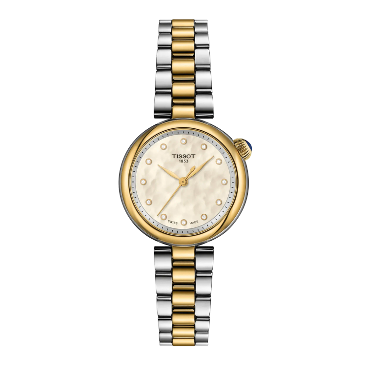 صفحه ظریف ساعت زنانه Tissot Désir1 قاب طلایی دو رنگ جواهر